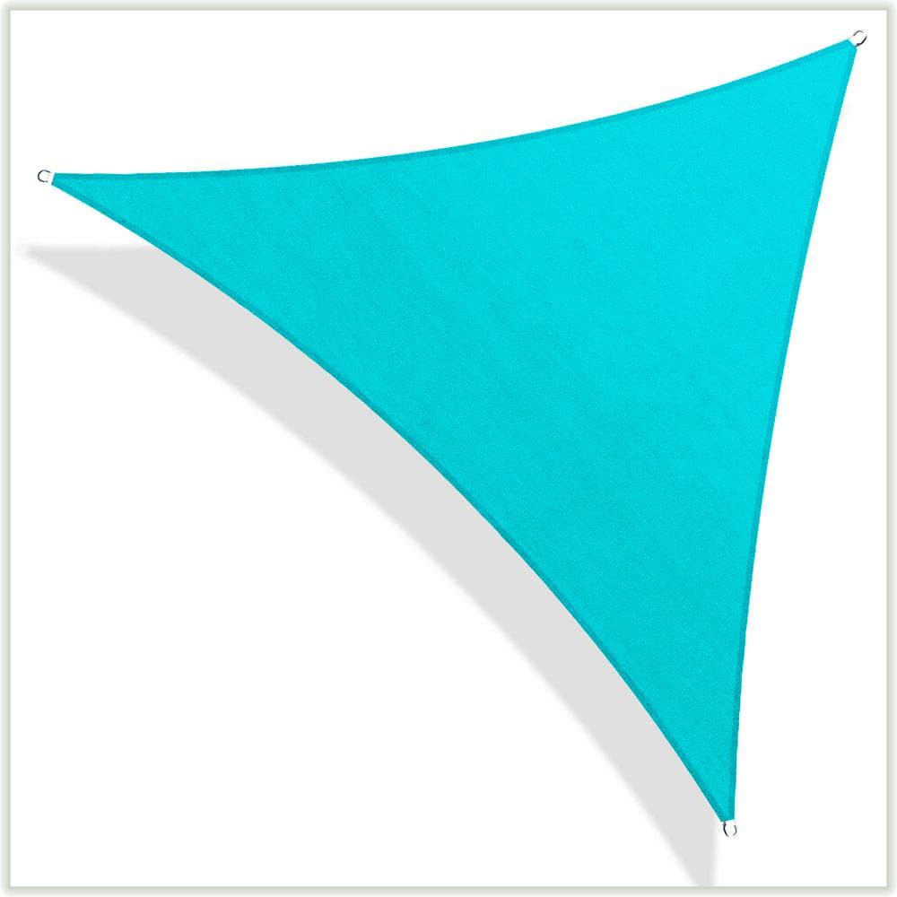 14 ft. x 14 ft. 190 GSM Turquoise Equilateral Triangle Sun Shade Sail Screen, Outdoor Patio and Pergola Cover -  COLOURTREE, TAPT14-16