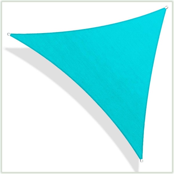 COLOURTREE 22 ft. x 22 ft. 190 GSM Turquoise Equilateral Triangle Sun Shade Sail Screen, Outdoor Patio and Pergola Cover