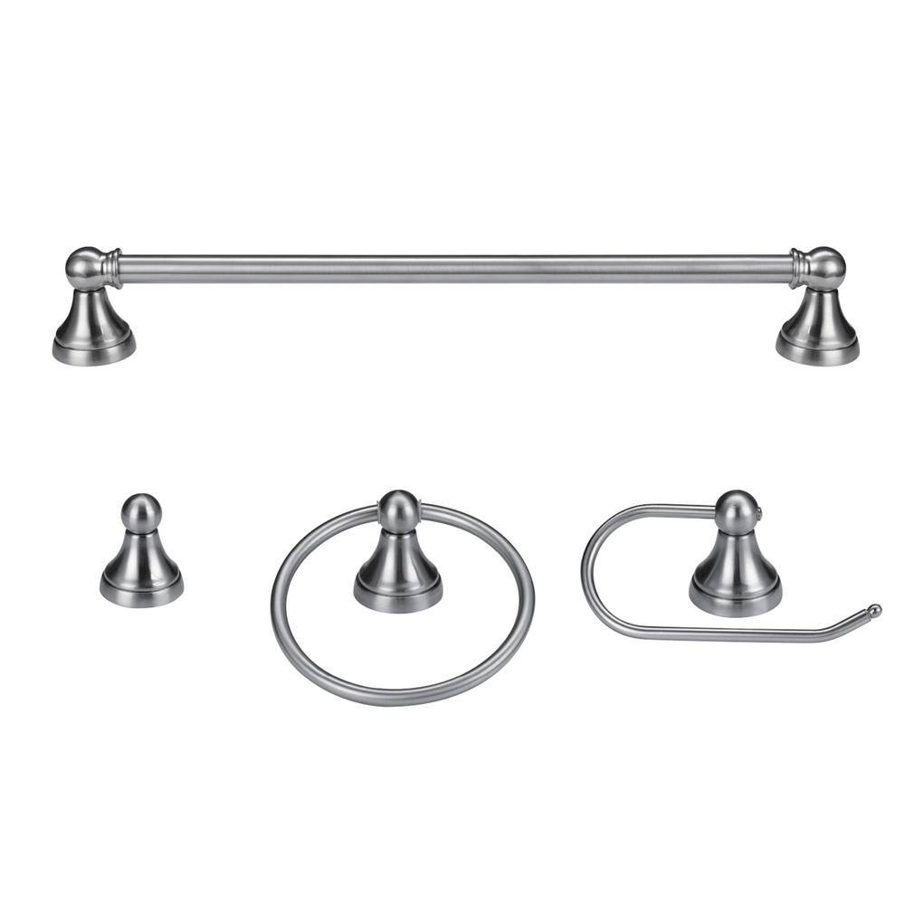 Globe Electric Jayden 4-Piece All-In-One Brushed Steel Bath Set 51228 ...