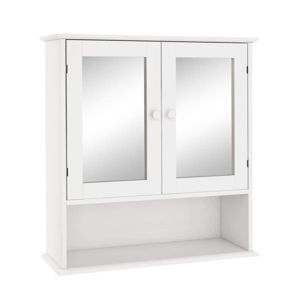 22 in. W x 23 in. H Rectangular White MDF Surface Mount Medicine Cabinet with Mirror, with 3 Shelves price history on PriceWatchPro