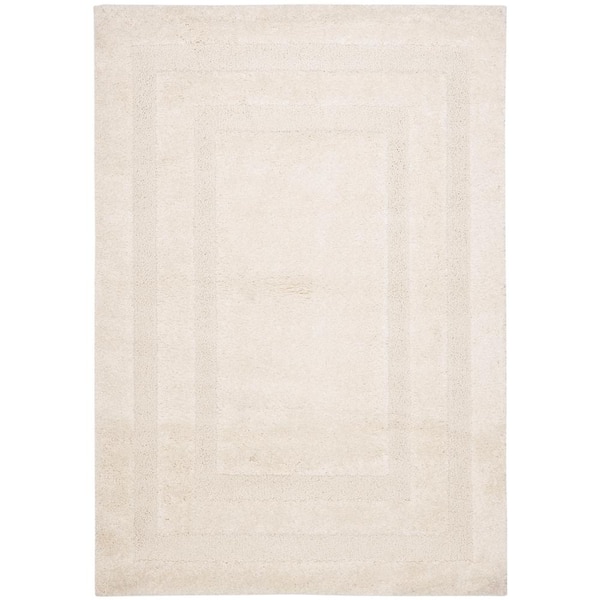 Florida Shag Cream 4 ft. x 6 ft. Border Area Rug