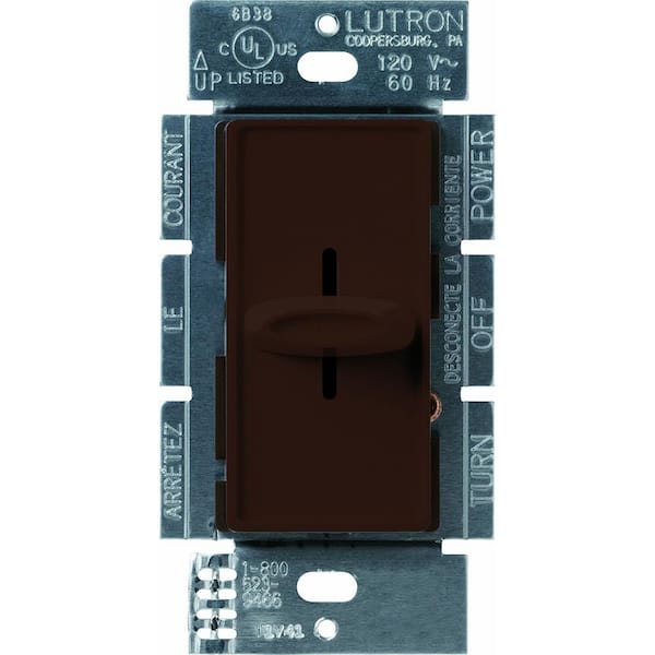 Lutron Skylark Dimmer Switch, Slide-to-Off, 1000-Watt Incandescent/Single-Pole, Brown (S-1000-BR)