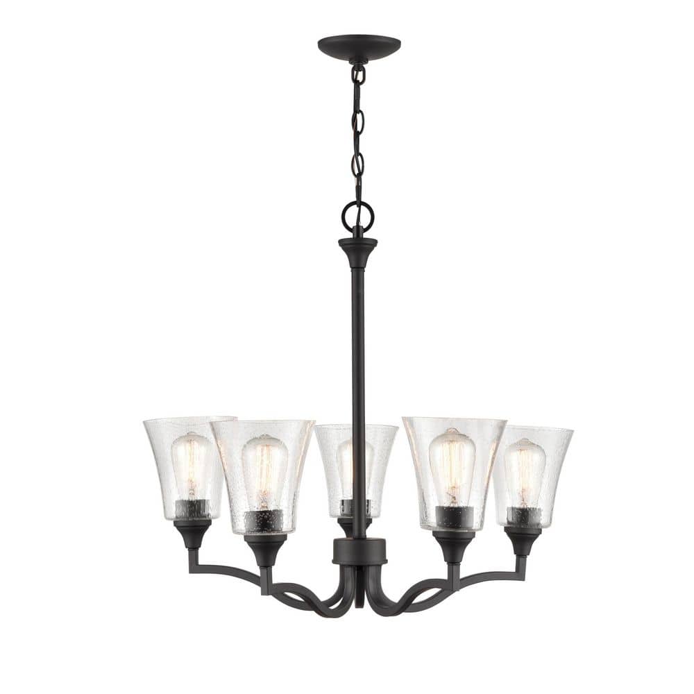 Caily 26" Matte Black Metal 5-Light Chandelier