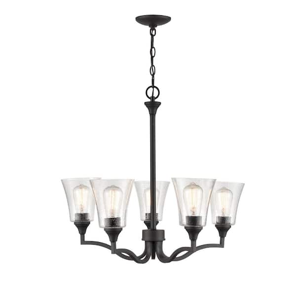 Millennium Lighting Caily 5-Light 26 in. Matte Black Hardwired Chandelier (1-Pack)