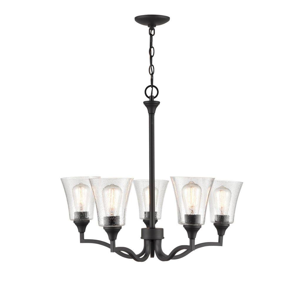 Caily 26" Matte Black Metal 5-Light Chandelier