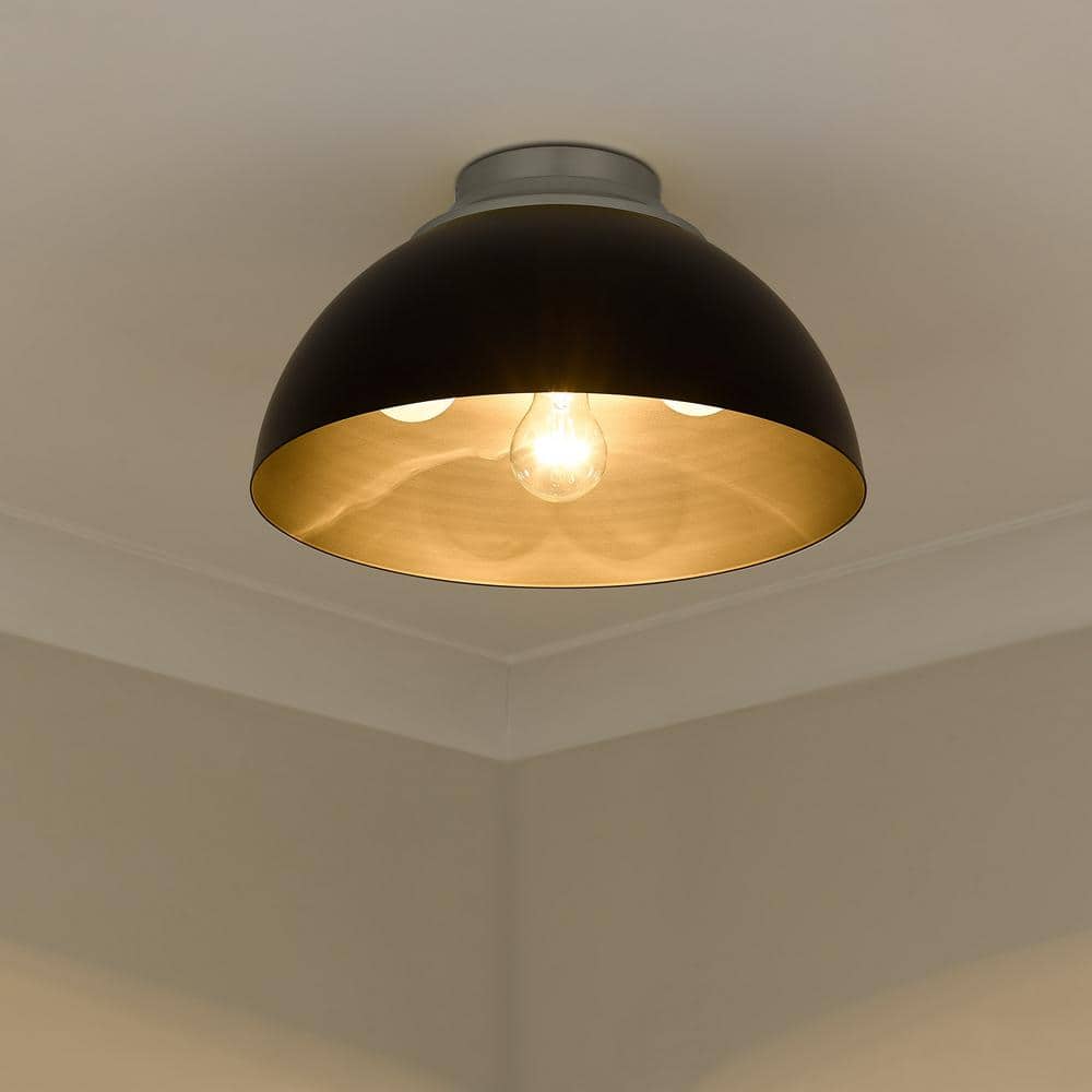 Zoey Contemporary Gray Glass Indoor/Outdoor Flush Mount Bowl Light