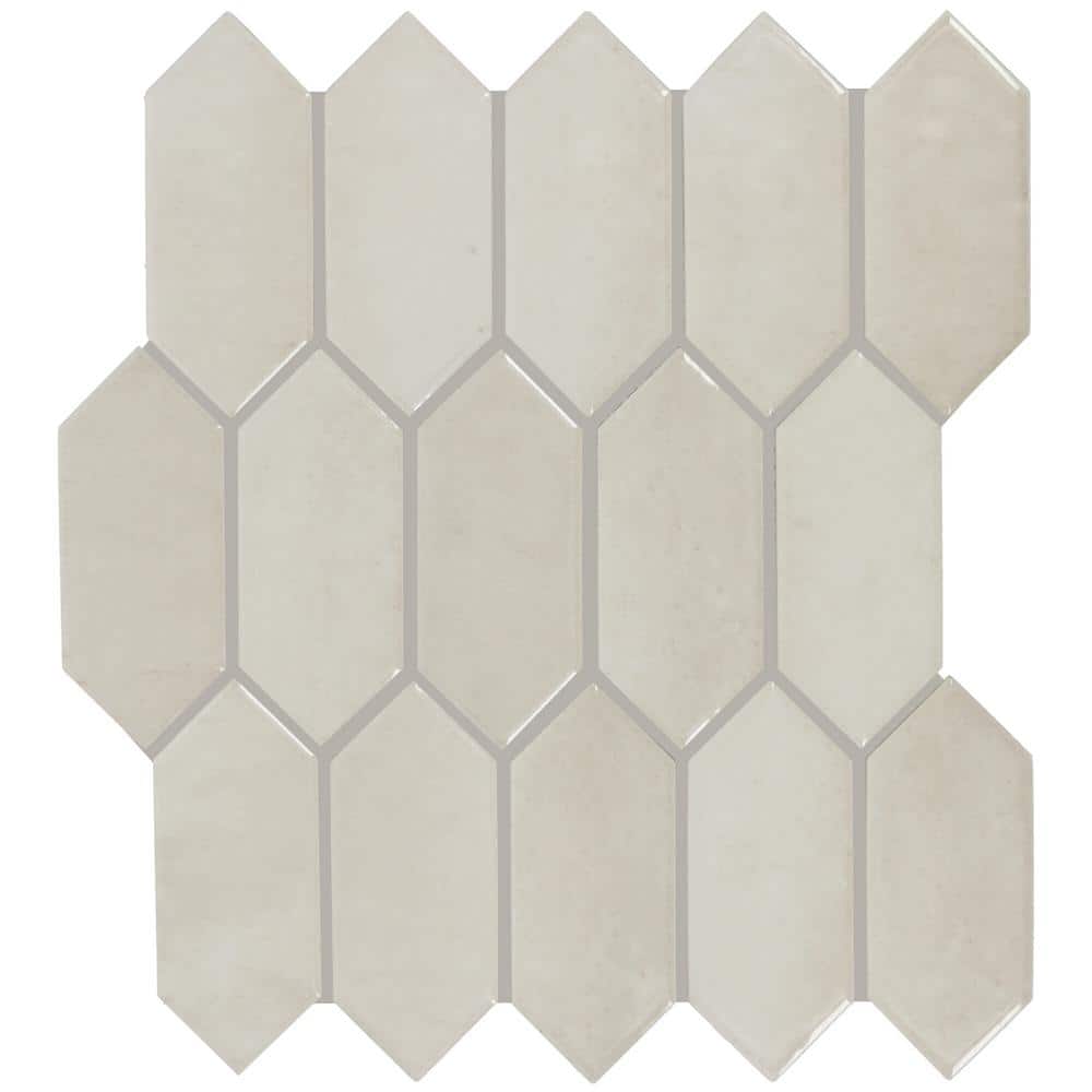 Miramo Pearl 3 in. x 2-3/4 in. Glossy Ceramic Picket Mosaic Tile Sample price history on PriceWatchPro