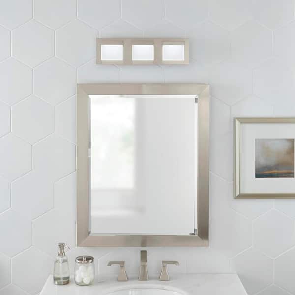 Alberson Collection 3-Light Brushed Nickel LED Vanity Light with Frosted Acrylic Shade