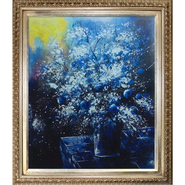 ArtistBe "White Flowers 56 Reproduction" by Pol Ledent Framed Abstract Wall Art Oil Painting 26 in. x 30 in.