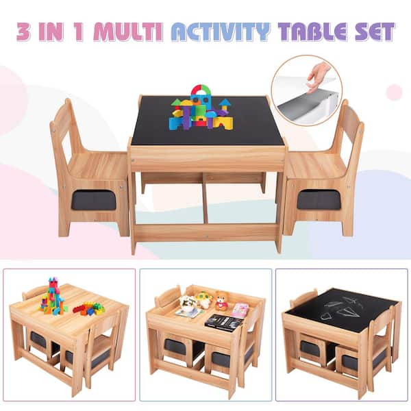Kids Activity Table and Chairs Set with 3 Surfaces Including Kids