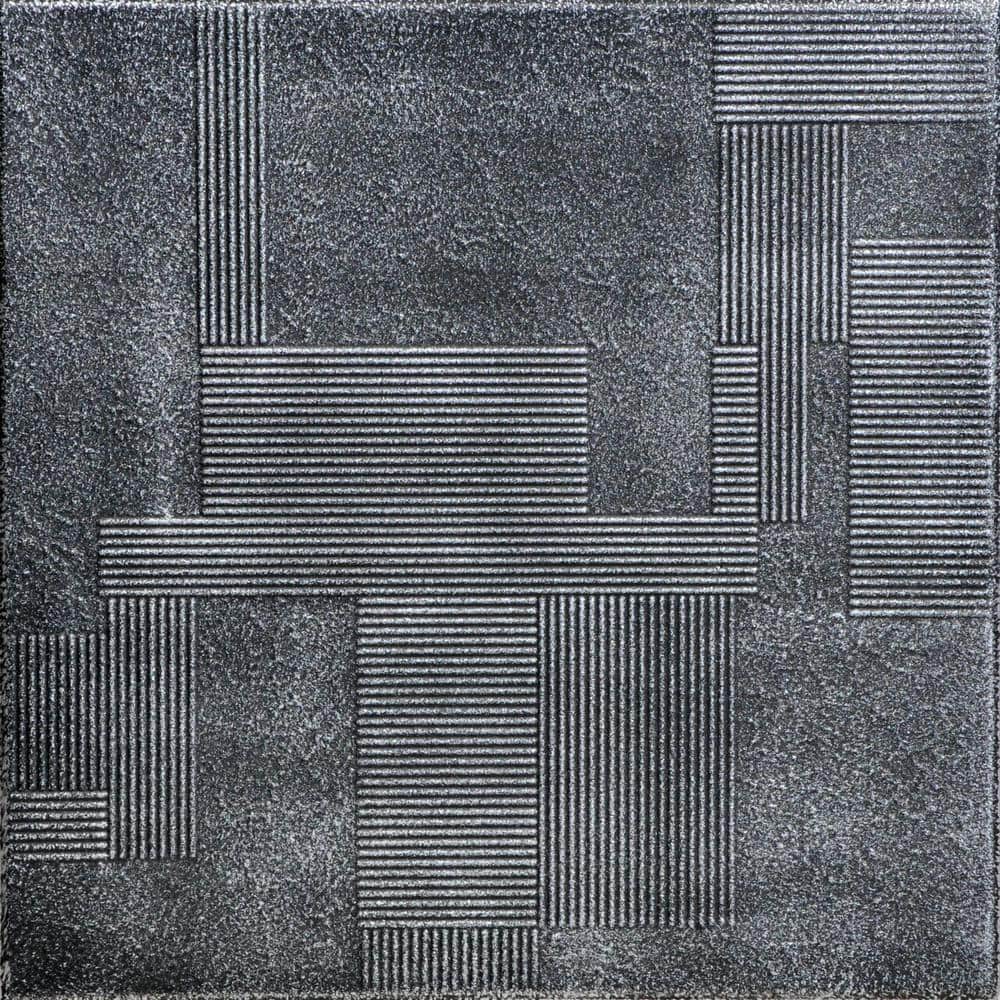 Black Silver Faux Tin 2x2 Glue-Up Ceiling Tile