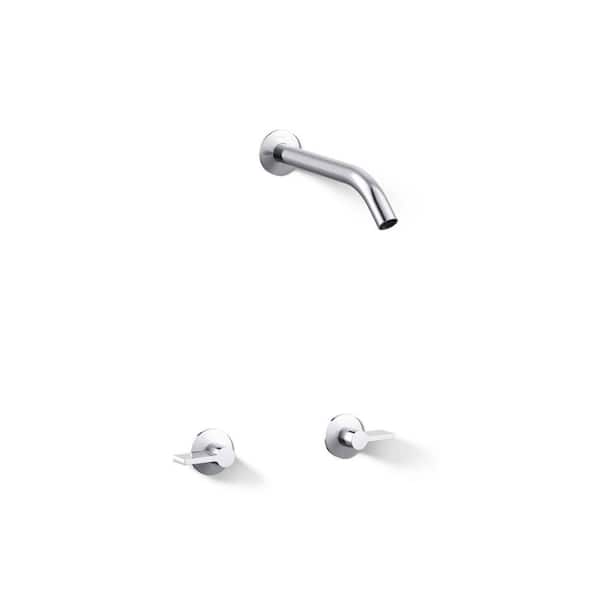 Components Wall-Mount Bathroom Sink Faucet Spout and 2-Handle Lever Handle Trim in Polished Chrome