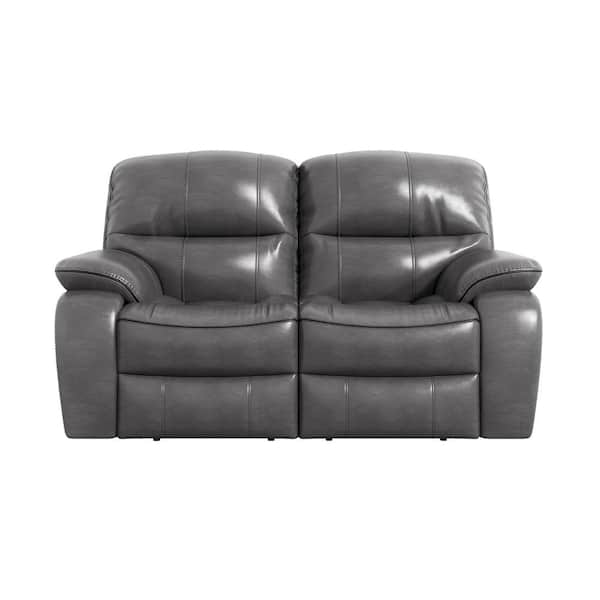 EVERGLADE HOME Slater 65 in. Round Arm Faux Leather Straight in Gray