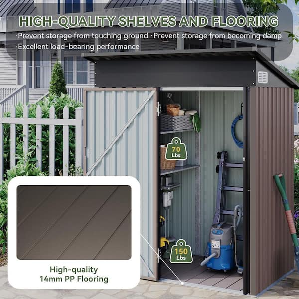 Sizzim Outdoor 5 ft. W x 3 ft. D Metal Storage Shed with 2-Piece