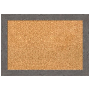 Rustic Plank Grey 27.38 in. x 19.38 in. Narrow Framed Corkboard Memo Board