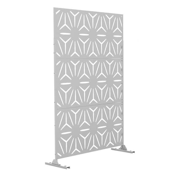 Tidoin 6.33 ft. H x 3.93 ft. W White Laser Cut Privacy Mesh Screening Garden Metal Fence Panel