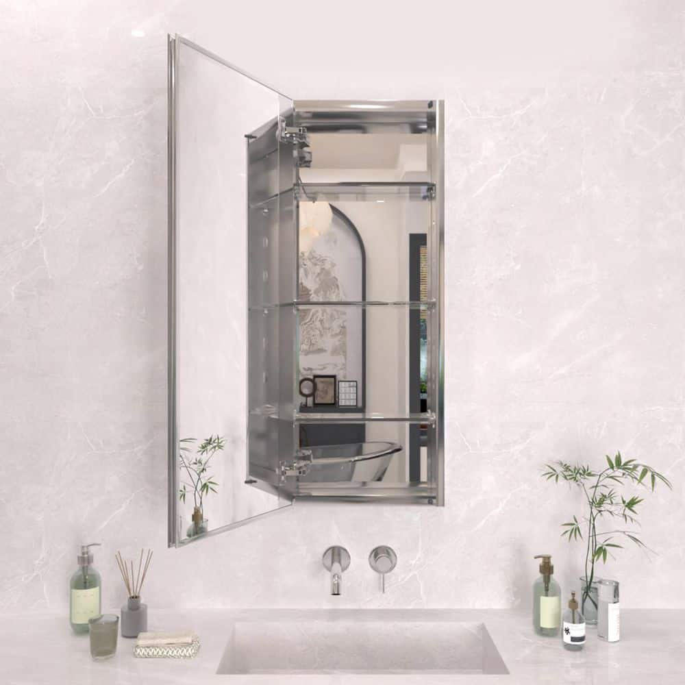 15 in. x 36 in. Frameless Recessed or Surface-Mount Beveled Single Mirror Bathroom Medicine Cabinet price history on PriceWatchPro