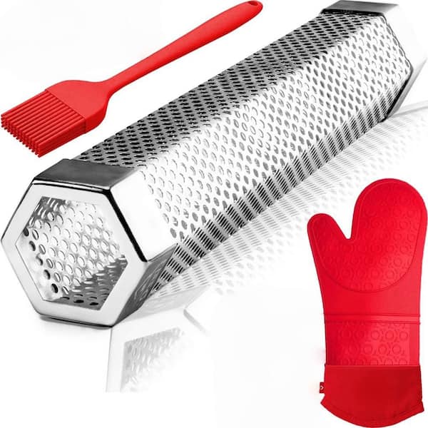 12 in. Stainless Steel Pellet Smoker Tube with Silicone Basting Brush for Grill, Smoker, Hot and Cold Smoking (1-Pack)