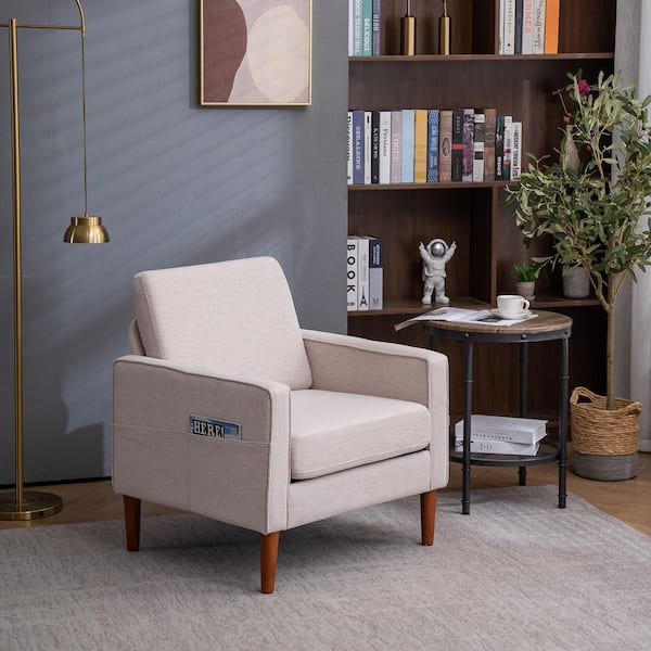 Karl home Beige Linen Accent Chair Single Seat