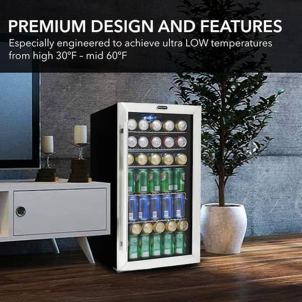 17 in. 127 (12 oz.) Can Cooler in Black/Stainless Steel