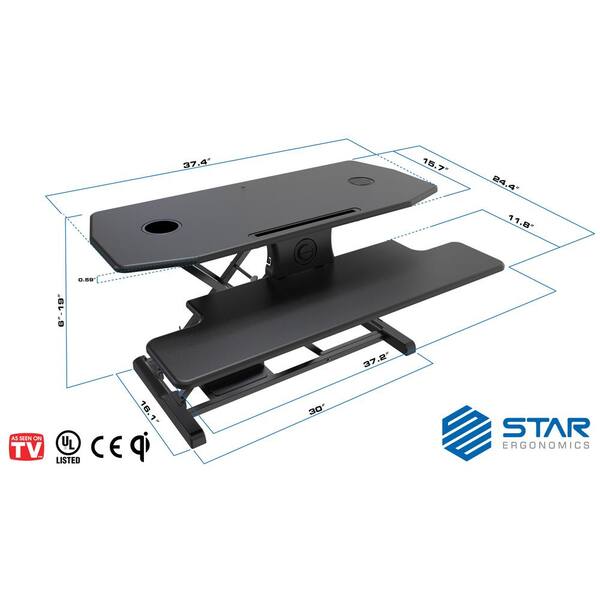 Electric Standing Desk Converter with Wireless Charging Pad