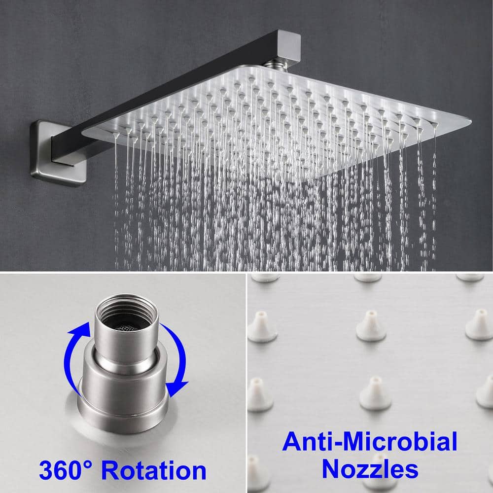 Brushed Nickel 10" Rain Shower Faucet Set with Handheld