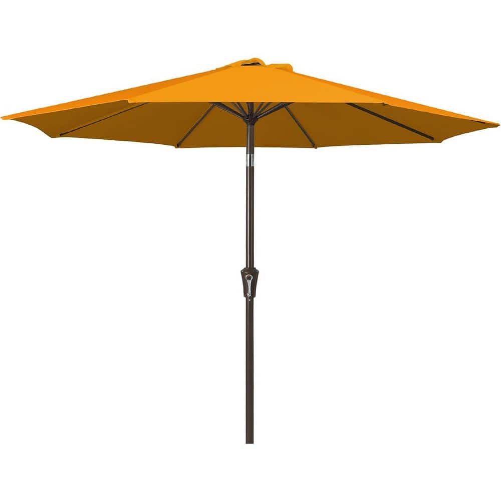 9 ft. Iron Market Tilt Patio Umbrella in Sun Orange with Push Button Tilt