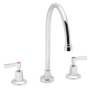 Commander 8 in. 2-Handle Gooseneck Widespread Lavatory Faucet in Polished Chrome