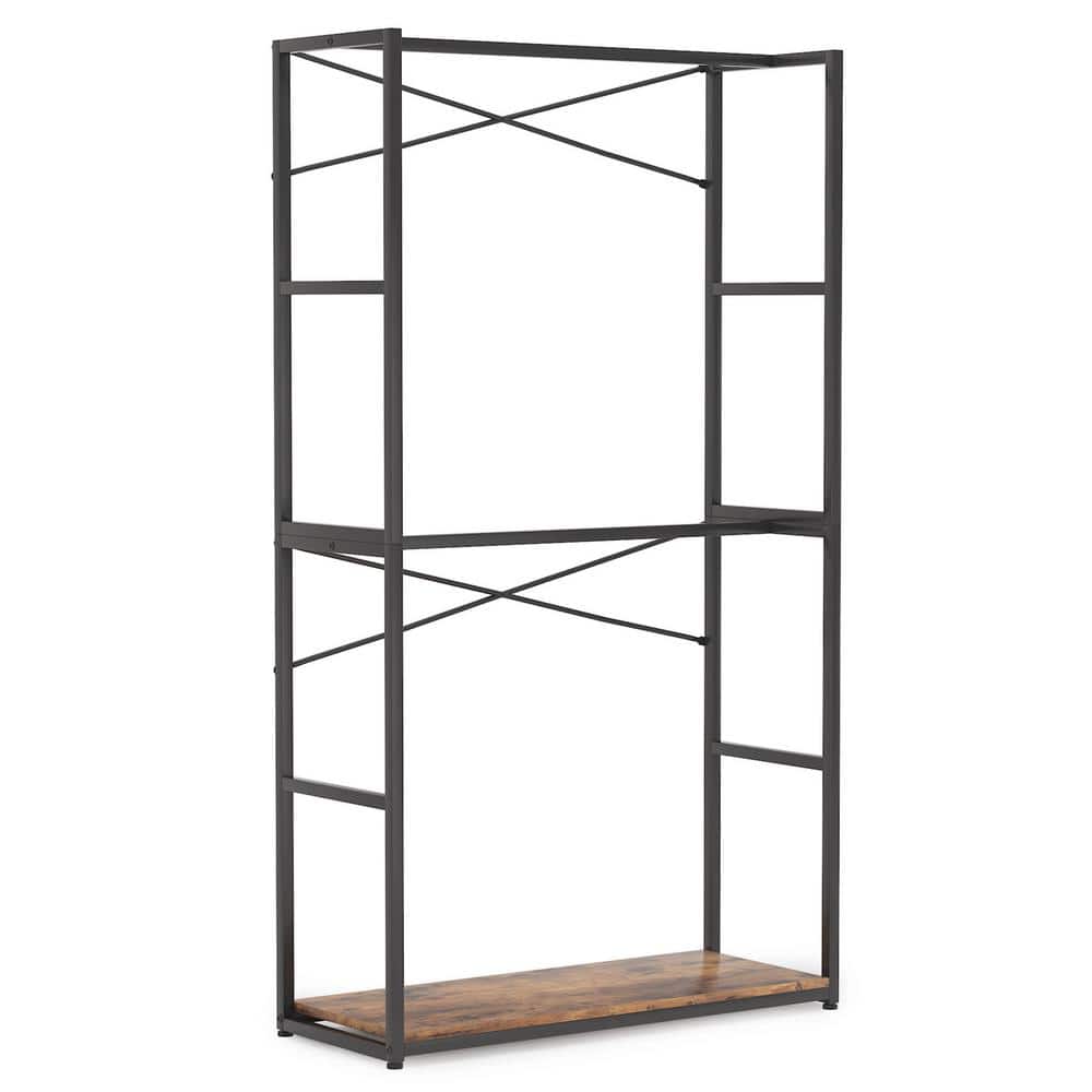 BYBLIGHT Brown Free-standing Closet Organizer Garment Rack with Double ...