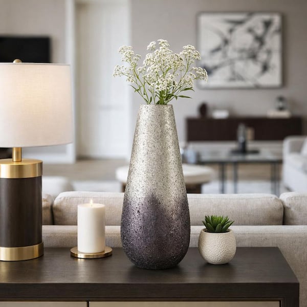 18 in. Purple Ombre Glass Crackled Decorative Vase