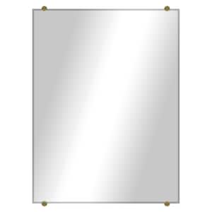 Modern Rustic (16in. W x 20in. H) Frameless Beveled Rectangular Wall Mirror with Brass Round Clips