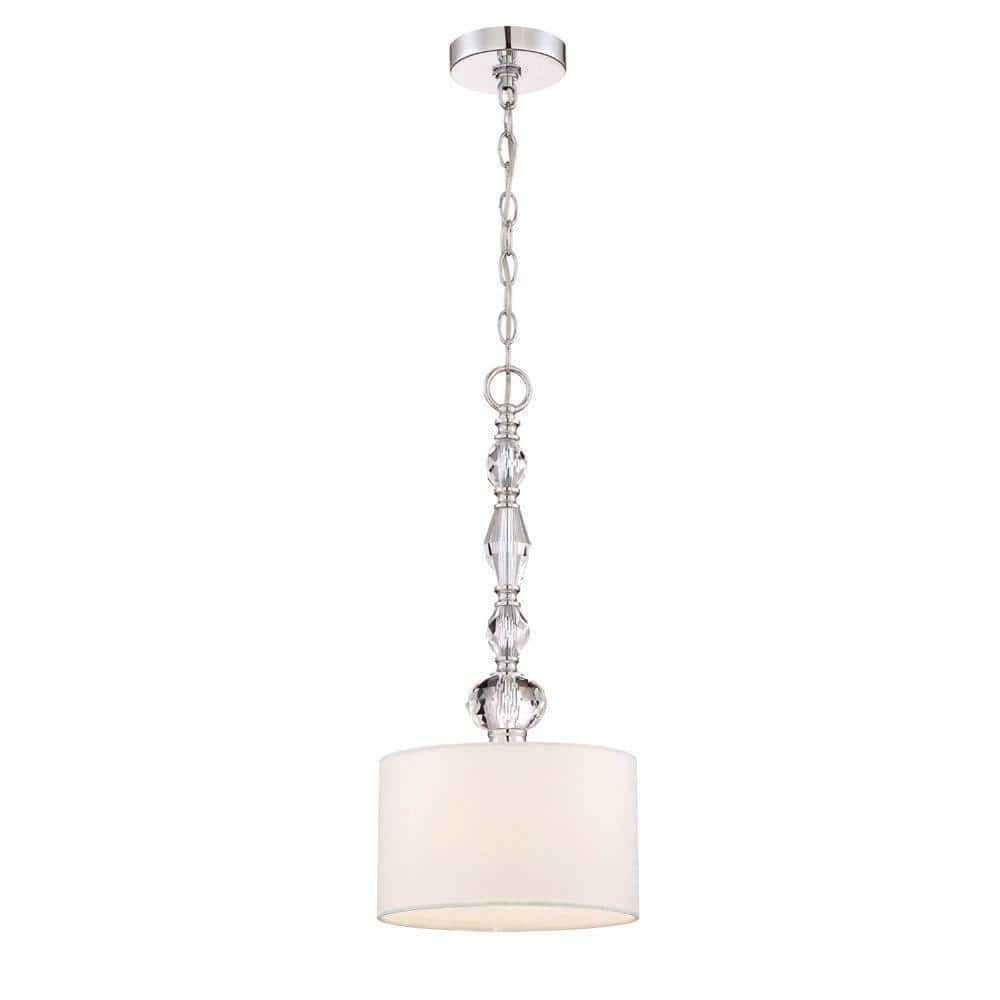 Adjustable Chrome Mini Drum Pendant Light with Crystal Accents
