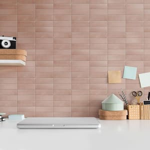 Coco Glossy Orchard Pink 2 in. x 5-7/8 in. Porcelain Wall Tile (5.94 sq. ft./Case)