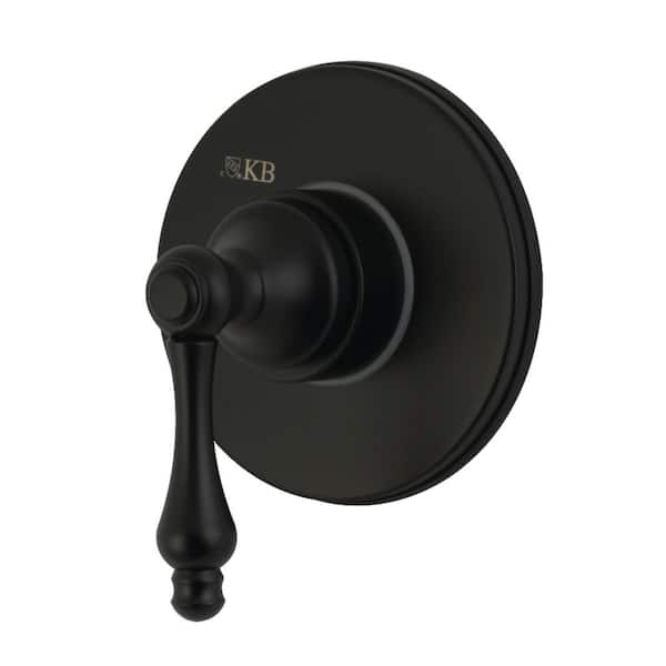 Kingston Brass Single-Handle 1-Hole Wall Mount Three-Way Diverter Valve with Trim Kit in Matte Black