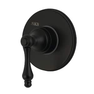Single-Handle 1-Hole Wall Mount Three-Way Diverter Valve with Trim Kit in Matte Black