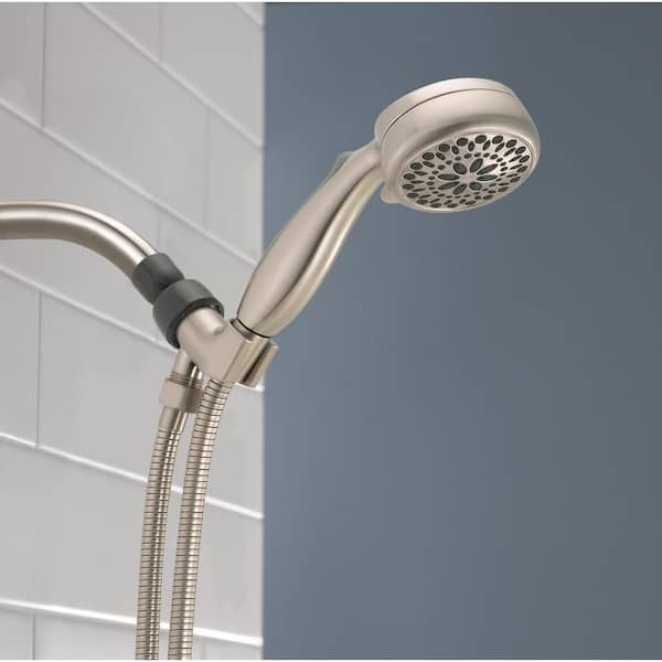 7-Spray Patterns 1.75 GPM 3.38 in. Wall Mount Handheld Shower Head in Spotshield Brushed Nickel