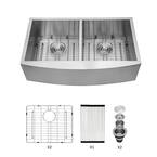 18-Gauge Stainless Steel 33 in. Double Bowl 50/50 Farmhouse/Apron-Front Kitchen Sink