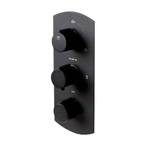 3-Handle Shower Mixer Valve with Sleek Modern Design in Black Matte