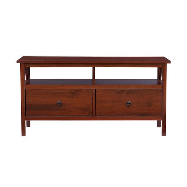 tobacco tv stand Aspenhome Contemporary Alder 60" Console and a cord control outlet in the center cabinet. Linon Home Decor Titian Tobacco