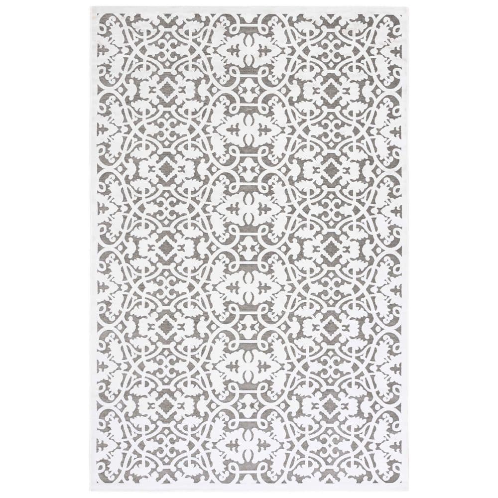 Paradise 5 ft. x 7 ft. Ivory/Dark Gray Ornate Floral Striped Area Rug price history on PriceWatchPro