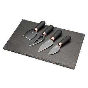 Brooklyn Copper 4-Piece Cheese Knife Set Plus Slate Cheese Serving Board