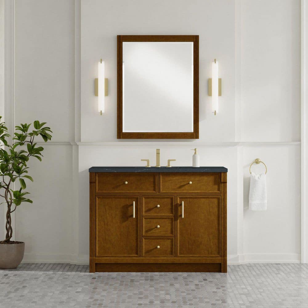 Bellshire 48.0 in. Single Bath Vanity in Honey Oak with Charcoal Soapstone Quartz Top price history on PriceWatchPro