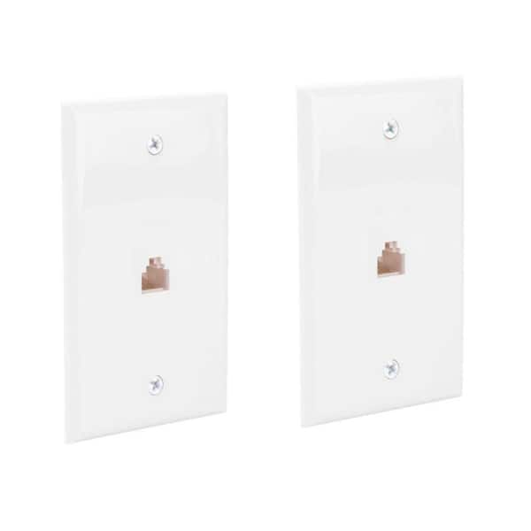 1 Gang Ethernet Wall Plate, White (2-Pack)