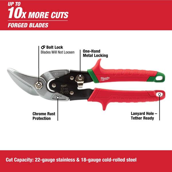 Milwaukee - Left, Right, and Straight/Offset Aviation Snips Set (5-Piece)
