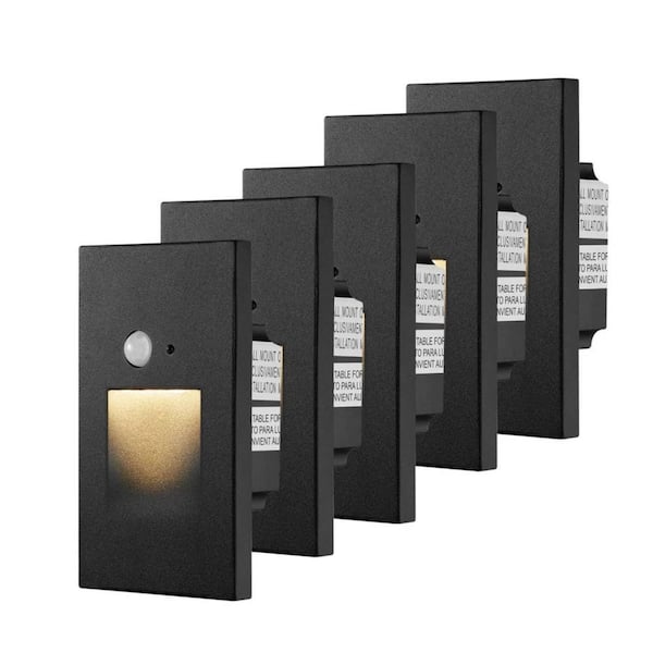 Hardwired Black Motion Sensing LED Stair Light with 100 Lumen s(6-Pack)