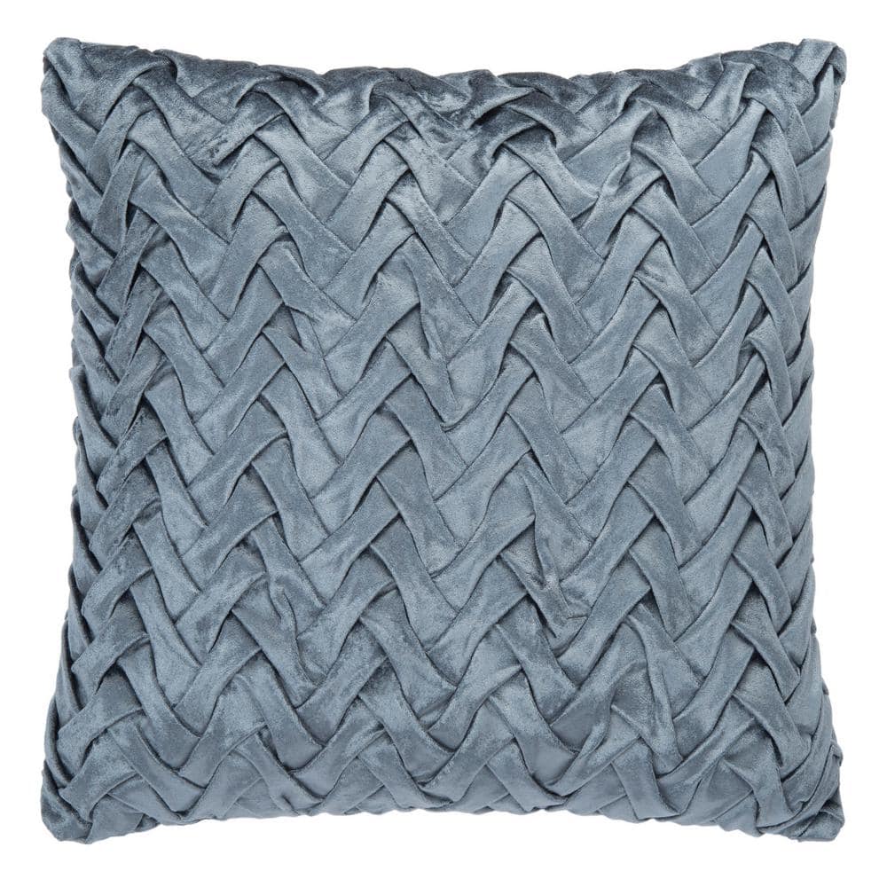 Edie@Home Indoor & Outdoor Fishnet Pleat Light Blue 18x18 Decorative Pillow  HMD09320714127 - The Home Depot