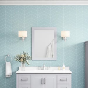 Sepal 24 in. W x 32 in. H Rectangular Framed Wall Mount Bathroom Vanity Mirror in Dove Gray