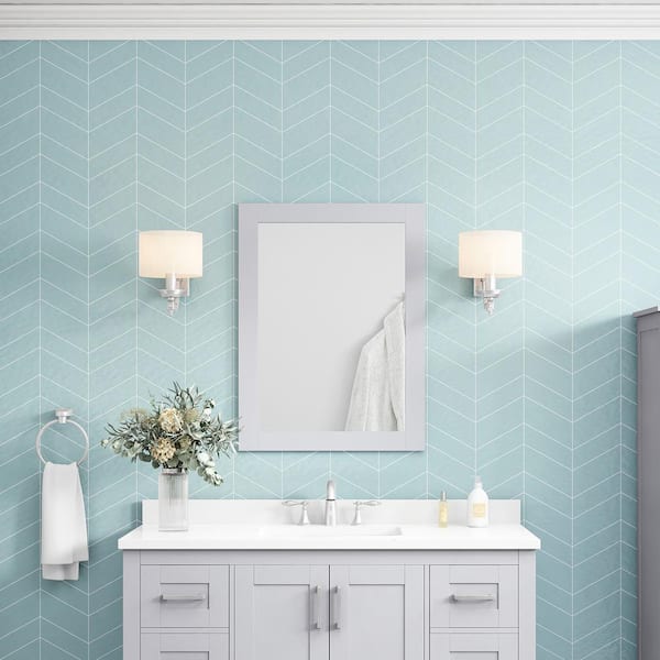 Home Decorators Collection 24 in. W x 32 in. H Rectangular Framed Wall Mount Bathroom Vanity Mirror in Dove Gray