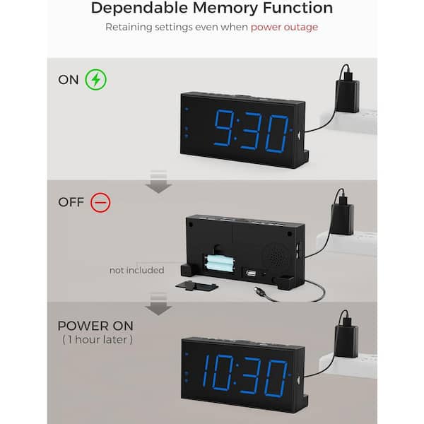 Afoxsos Digital Dual Alarm Clock with LED Display, USB Charger
