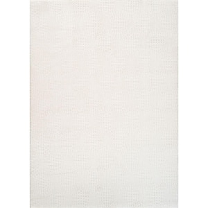 Serenity White Solid 4 ft. x 6 ft. Modern Non Skid Soft Indoor Area Rug